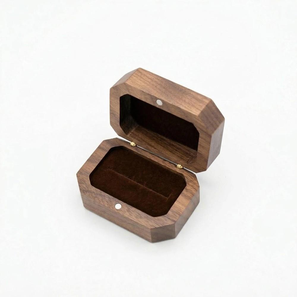 Inverted Octagon Wooden Jewelry Box Magnet Ring Storage Box Retro Cufflink Storage Box Wedding