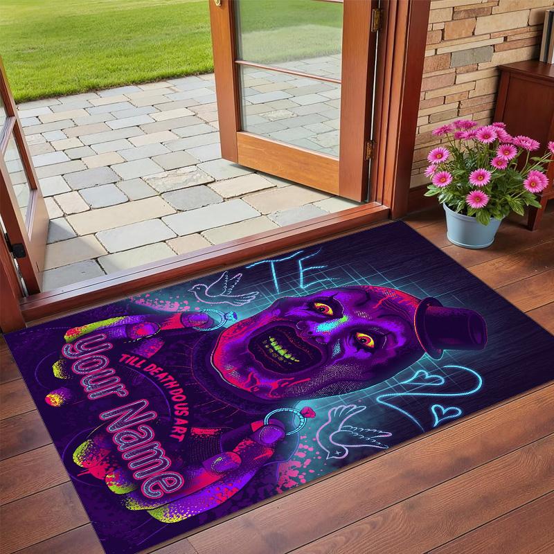 Crystal Velvet Rug Custom Name Text, Soft Non Slip Floor Mat Home DecorTerrifier Art the Clown