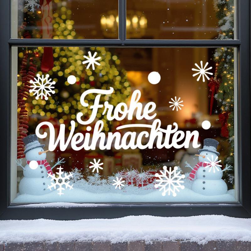 Christmas Static Window Clings Robin Snowflake Winter Design Non Adhesive for Xmas Home Office Glass Decor