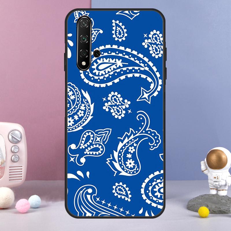 Синяя бандана для Huawei Nova Y60 Y61 Y70 Y72 Y73 Y90 Y91 9 10 SE 7i 8i 11i 12i P30 P40 Lite P60 Pro Чехол