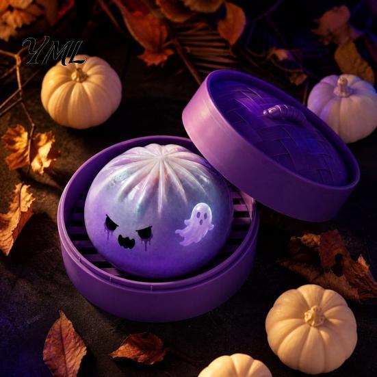 Steamed Bun Squeeze Toy 1/2/3Pcs Purple Ghost Dumpling Toy, Halloween Clear Stress Relief Ball Fidget Simulated