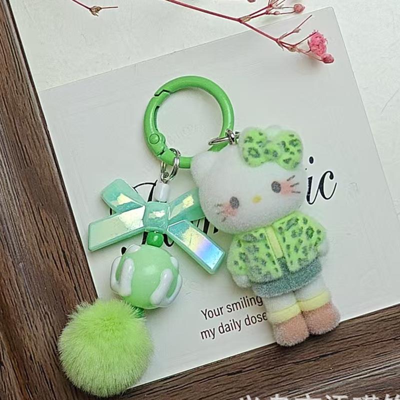 Флоковые брелоки для сумок Брелоки Hello Kitty Подарки Брелок на телефон Аксессуары Праздничные подарки
