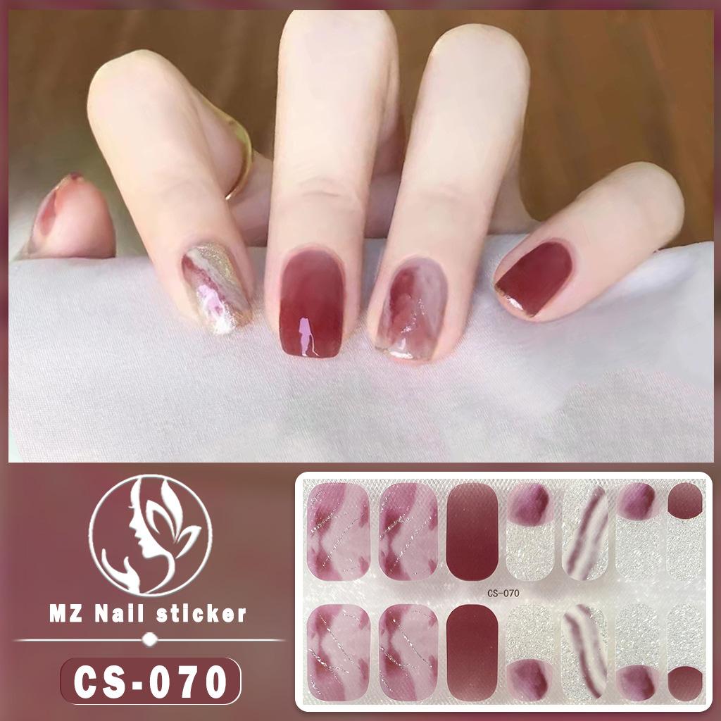 CS Waterproof No-Cure Gel Nail Wraps, Full Cover Spring & Summer Blend & Contrast Color Nail Stickers, Nail Patch Films