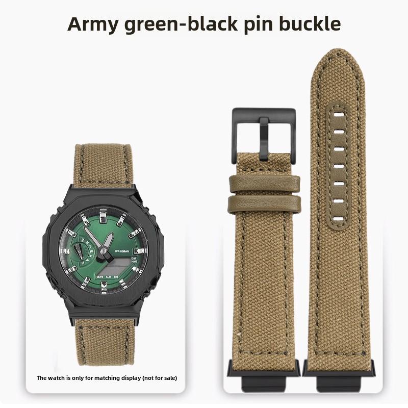 GA2100 GA2110 Модифицированный нейлоновый ремешок для часов Корпус Для Casio G-shock GA-2100 GA-2110 GM-2100 Холщовый мужской зеленый Ремешок для часов Металлическая рамка