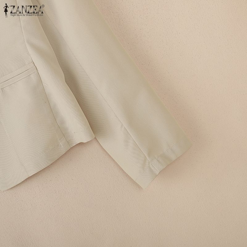 ZANZEA Женская повседневная блузка-кардиган с V-образным вырезом, однотонная, с длинным рукавом