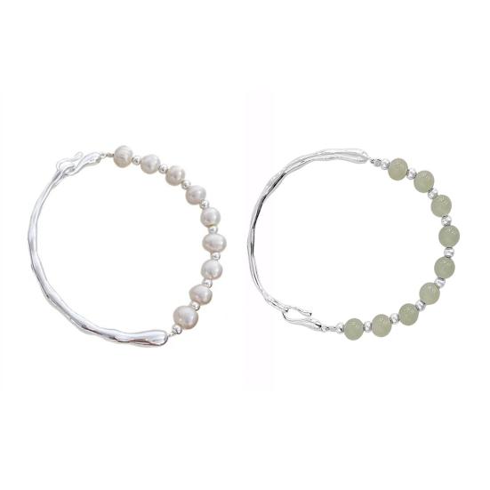 Браслет из бисера для женщин, серебряный браслет-манжета из искусственного жемчуга, ювелирные изделия в подарок