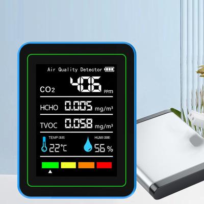 Детектор качества 5 в 1 CO2 TVOC HCHO Температура Влажность Детектирование Портативный Перезаряжаемый Измеритель качества