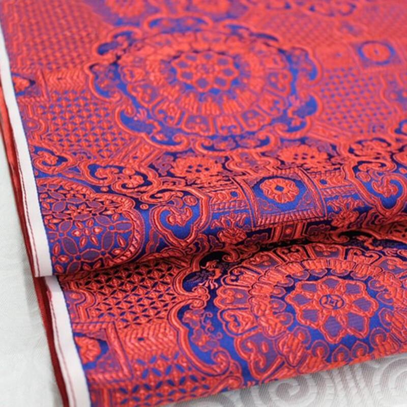 Атлас Шелк Брокат Жаккард Цветочная Ткань Винтажное Платье Костюм Ткань для Рукоделия Одежды Ципао Наволочки Ткань для Шитья DIY