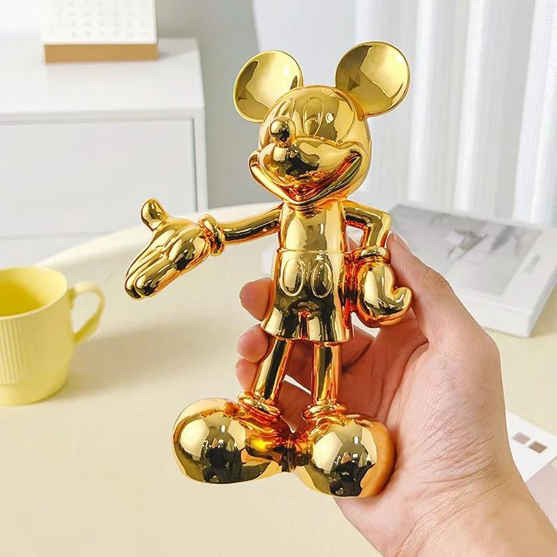 Disney Мультяшная Аниме Фигурка Микки Мауса Статуэтка Смола Покрытие Жестом Приветствия Скульптура Украшения Микки кофейня домашний декор