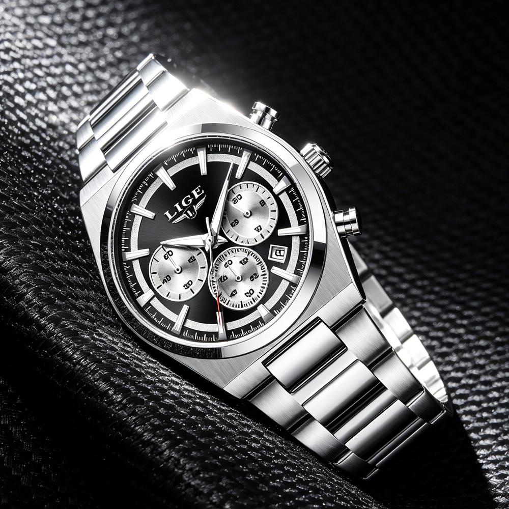 LIGE New Men Watches Quartz Business Watch Man Clock Top Brand Luxury Waterproof Chronograph Watch for Men