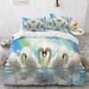 Пододеяльник Лебединая пара Кинг Квин Для Девочек Подростков Декор Комнаты Микрофибра Романтический Цветочный Постельный Комплект Чехол для Одеяла с Дикими Животными
