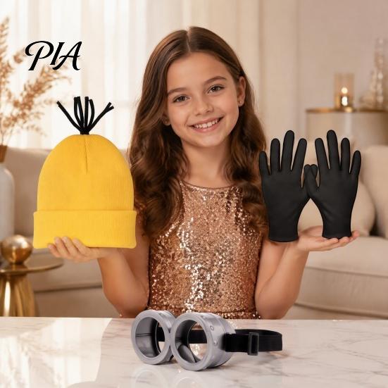 Funny Character Dress Up Sets Knit Hat Costume Set, Retro Round Glasses Suspenders Gloves, Halloween Party Themed Full Set Cosplay Accessories Kit for