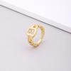 Initial Letter Ring Women Trendy Adjustable Pave Micro Zirconia Hollow Finger Ring For Women Jewelry Gift