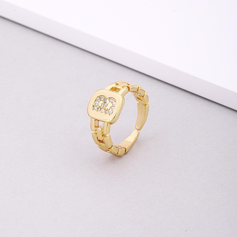 Initial Letter Ring Women Trendy Adjustable Pave Micro Zirconia Hollow Finger Ring For Women Jewelry Gift