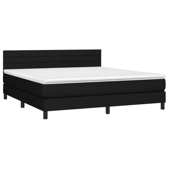 3140147 vidaXL Lit à sommier tapissier avec matelas Noir 160x200 cm Tissu