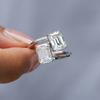 9 Fine Jewelry Double Stone Diamond Design 925 Sterling Silver Rhodium Plated Emerald CT 2CT VVS GRA Moissanite Rings for Women