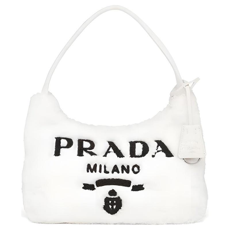 Prada Re-Edition 2000 zipper closure fabric armpit bag handbag hand shoulder bag women's white