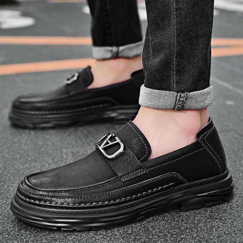 Высококачественные мужские новые модные повседневные кожаные туфли на толстой подошве, бренд для осени, удобные деловые кожаные туфли для мужчин