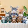 Adorable Brown Blue And Green Plush Donkey Stuffed Animal Soft Toy For Kids Gift