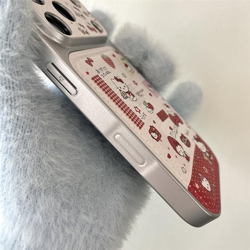 Милые стикеры «Клубничный кот» для чехлов iPhone 17, 16 Pro Max, 15, 14