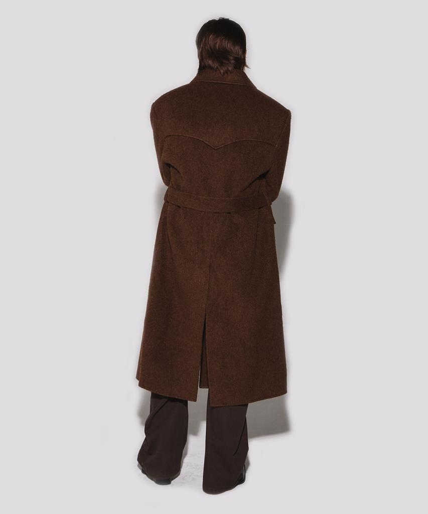 Wesleyhyuston Monterra Handmade Wool Balmacaan Coat Brown