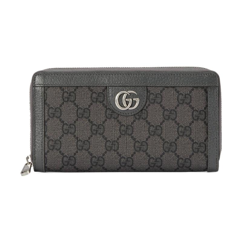 Gucci Канвасный кошелек Ophidia с потертым логотипом Double G, на молнии, мужской, серый