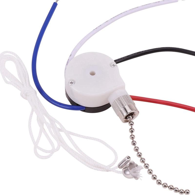 Ceiling Fan Switch Kit 3 Speed 4 Wire, Fan Switch Zipper Speed Control Switch, ZE-208S Pull Wire Switch With Rope