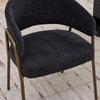 Modern Chenille Dining Chairs with Arms, Upholstered Accent Chairs with Antique Brass Metal Legs for Kitchen, Single Pack, Black, SW1876BK