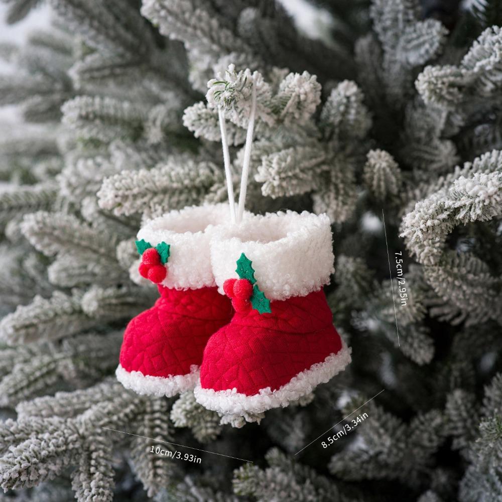Colorful Fabric Christmas Boot Pendant Mini Size Christmas Tree Pendant Holiday Gift