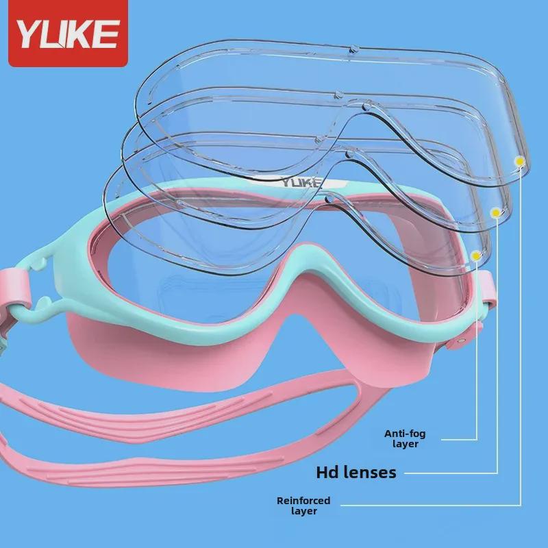 Оригинальная детская шапочка для плавания и очки Yuke Cartoon из искусственной кожи с защитой ушей