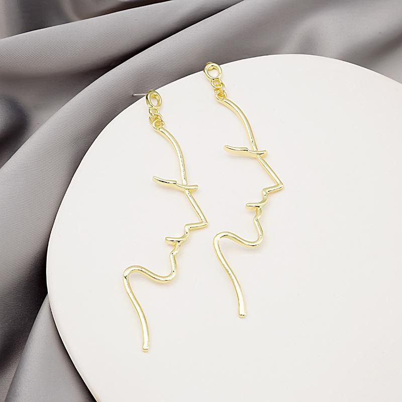 Индивидуальные серьги-линии лица в стиле 'Холодный ветер', легкая роскошь и изысканный дизайн