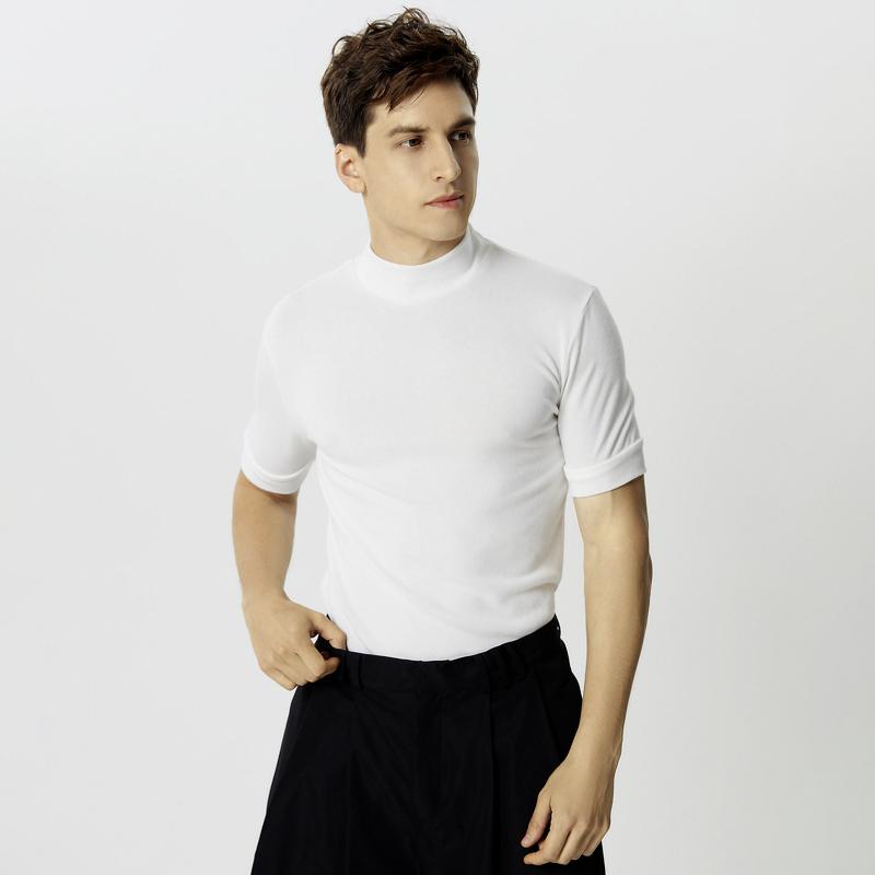 INCERUN Мужские футболки с высоким воротом, с коротким рукавом, облегающие, повседневные, майки