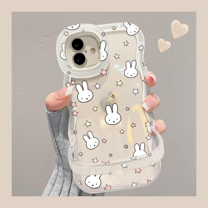Милый чехол-звездочка Miffy для IPhone 17/16ProMax 15/14Pro с двойной подставкой, милый мультяшный, полупрозрачный силиконовый, ударопрочный