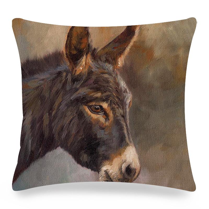 Happy And Cute Donkey Digital Printing Short Plush Pillow Covers Decorative For Car Sofa Office Cushion Cover Home Goods