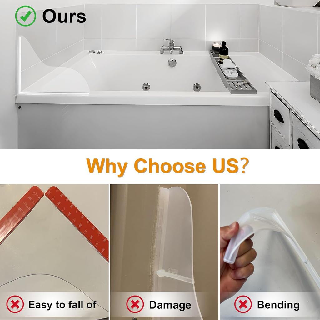 UIOCSSC Защита от брызг для душа, 2 шт. Силиконовые Защиты от брызг воды для ванны и душа, Самоклеящиеся Водонепроницаемые Защиты для душа, чтобы сохранить