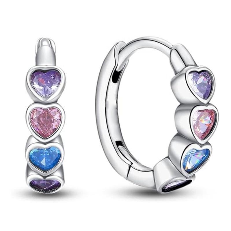 Нежные серьги из циркония для женщин, красочные украшения в форме сердца, милые и свежие украшения.