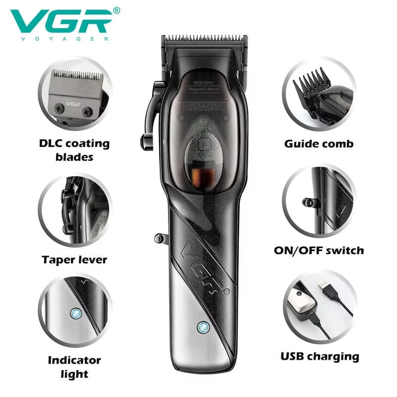 Stainless Steel Rechargeable Electric Hair Clipper Shaver Gradient Fine Trimming with Base Household Electric Shaver Rechargeable Dual-purpose