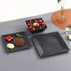 3 Pcs Black Plastic Steak Plate Solid Color Square Dinner Snack Plate Sushi Steak Barbecue BBQ Pastry Fruit Tray Cake Dishes