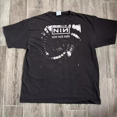 90-е Винтаж Nine Inch Nails Группа Черная Короткий Рукав Унисекс С Принтом Футболка Мужская Женская Хлопковая Футболка Короткий Рукав Мужчины Женщины Лето