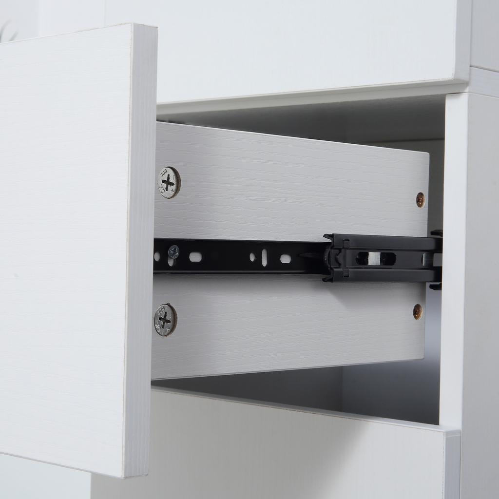 Bathroom Cabinet with Adjustable Shelf, 2 Closed Shelves and a Drawer in Wood, 30x28x180 cm, White