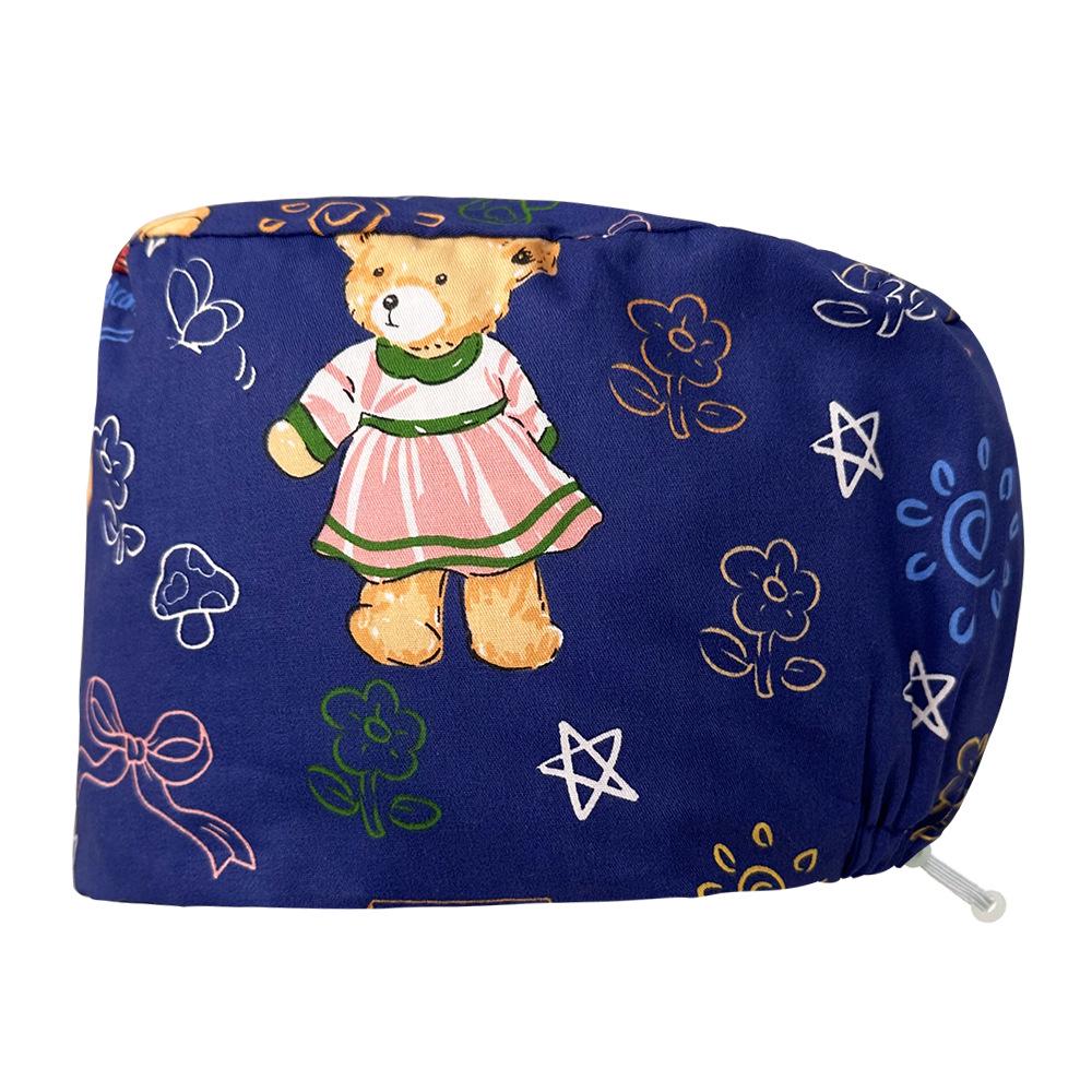 Хирургическая шапочка на кнопках с цветочным принтом для медсестер и врачей