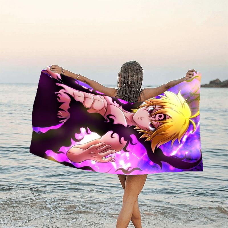 1pc Seven Deadly Sins2 Beach Towel, Beach and Seaside Swimming Pool Equipment, Fashion Pattern, Rectangular, Travel Essentials