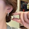 Модные блестящие двойные серьги-кольца с цирконами для женщин и девушек, неправильной формы, с пряжкой-застежкой, повседневные ювелирные аксессуары