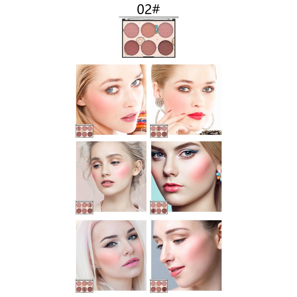 MISS ROSE 6-в-1 Изысканные прямоугольные 6 цветов для девочек, легкие роскошные цветные румяна, приятные для кожи, стильные портативные румяна для ремонта макияжа