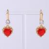 Новые роскошные красные серьги в форме сердца с кубическим цирконием, висячие серьги, комплекты ювелирных изделий для женщин, свадебное ожерелье