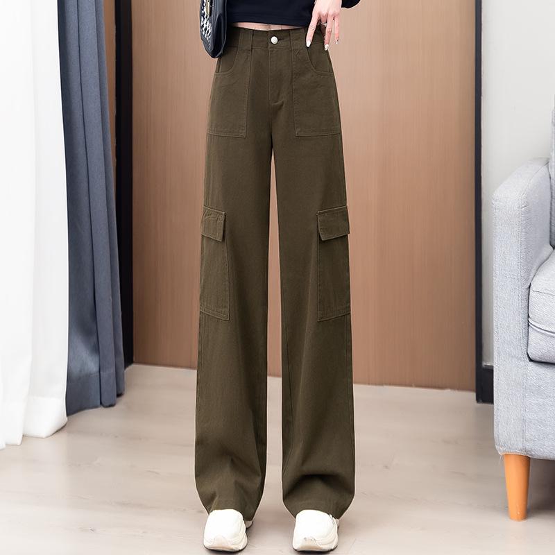 Women's Burgundy High-Waist Wide-Leg Pants - Slimming & Versatile for Spring/Autumn 2025