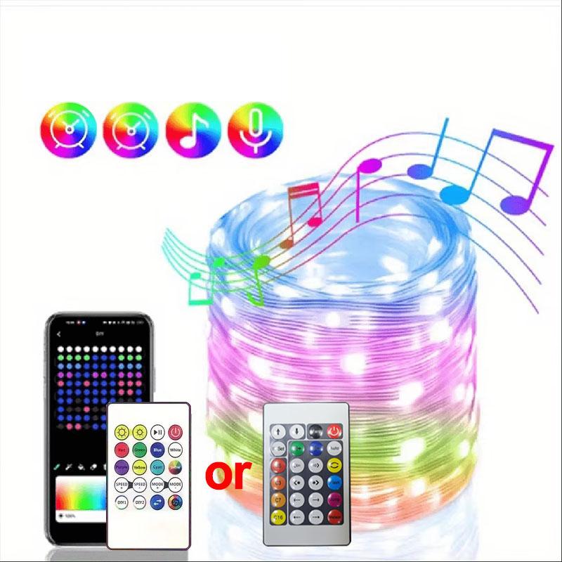 RGB-IC Светодиодная гирлянда USB Bluetooth и Пульт WS2812B Сказочные огни Водонепроницаемая Рождественский венок Декор для дома Свадьбы Праздничной вечеринки