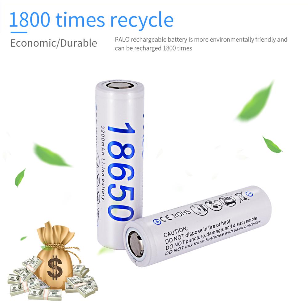 PALO Литиевая батарея 3200 мАч 18650 3,7 В, аккумуляторная батарея для фонарика