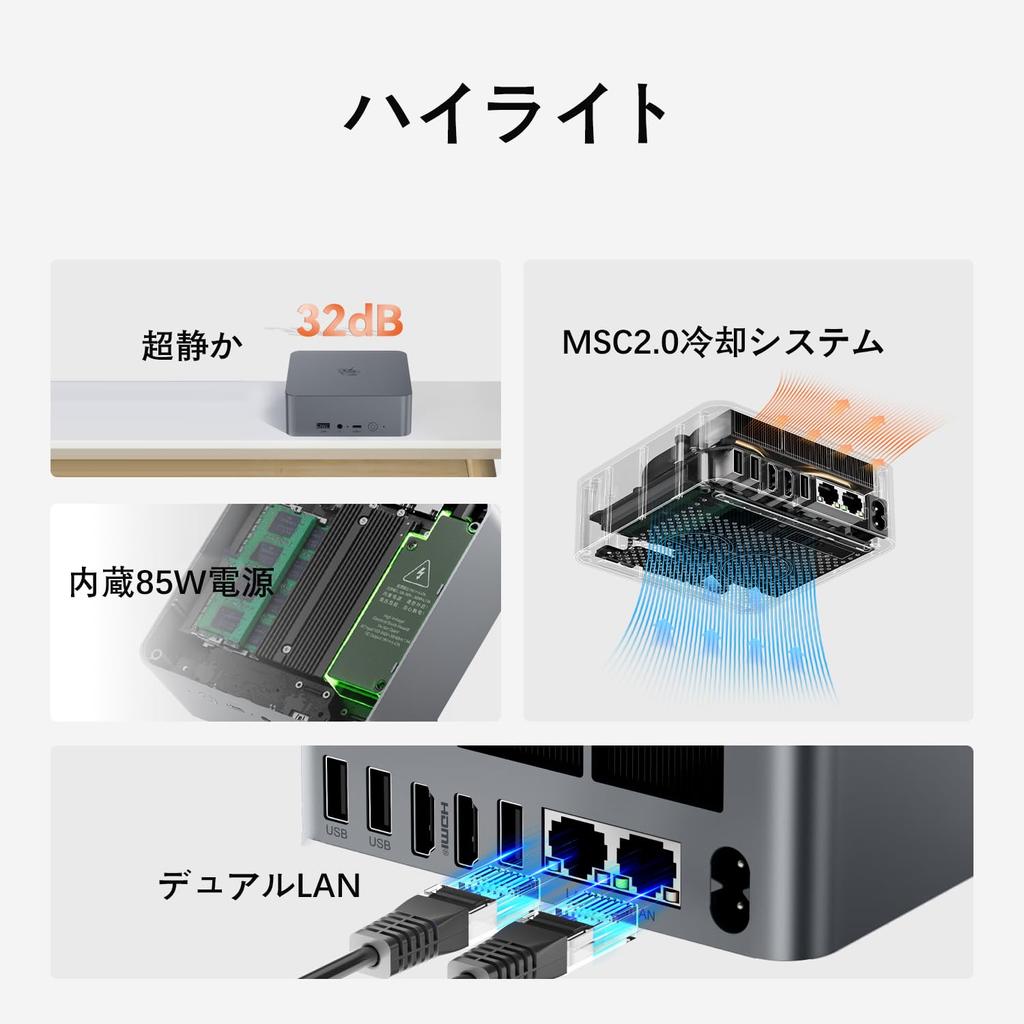 Мини-ПК Beelink EQR5, блок питания Ryzen7, 16 ГБ оперативной памяти DDR4, 500 ГБ SSD, небольшой ПК с двумя локальными сетями, модернизированный холодный воздух, 2 одновременных экрана 5825U, встроенный M.2