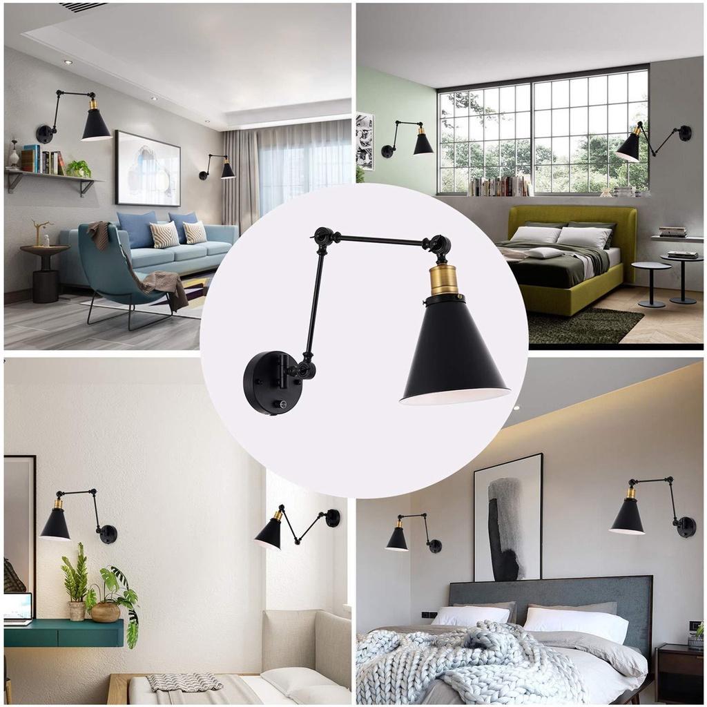 Adjustable Vintage LED Wall Light E27 110-220V Loft Industrial Wall Lamps Retro Bed Bedside Light Black 60W